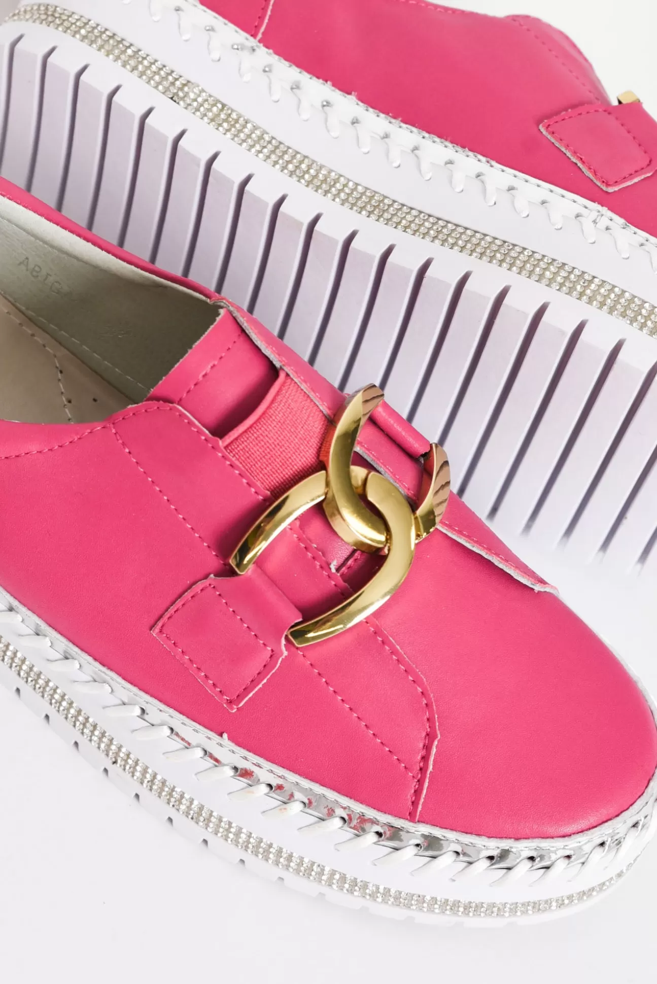 Ameise Abigail Hot Pink Leather Diamante Sneaker Flash Sale