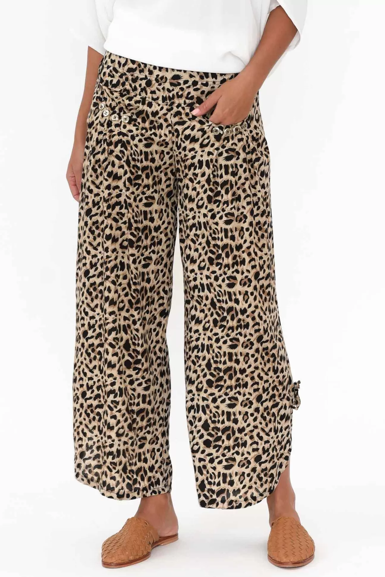 Willow Tree Adler Brown Leopard Wide Leg Pant Discount