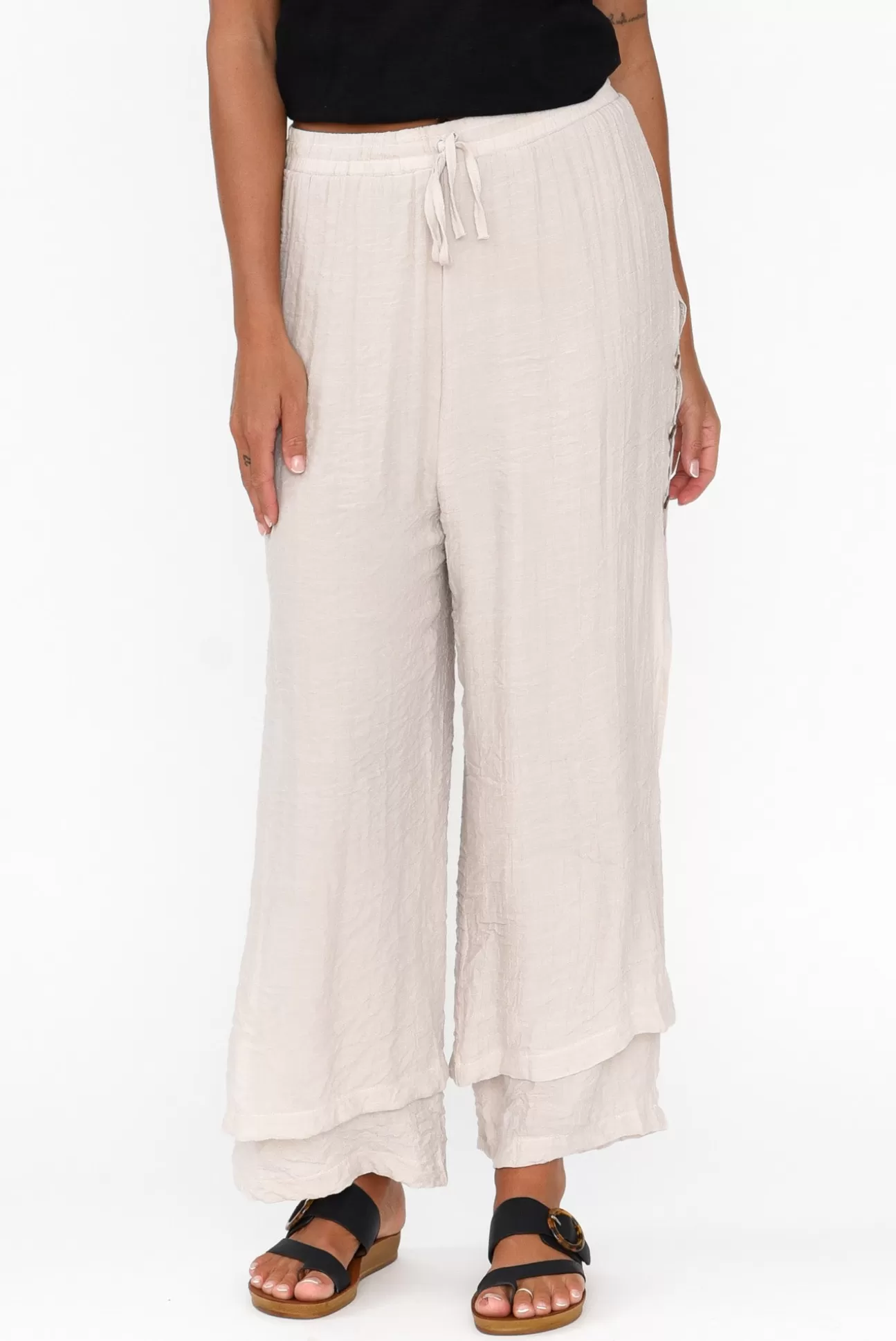 La Mode Aida Natural Cotton Blend Layered Pant Outlet