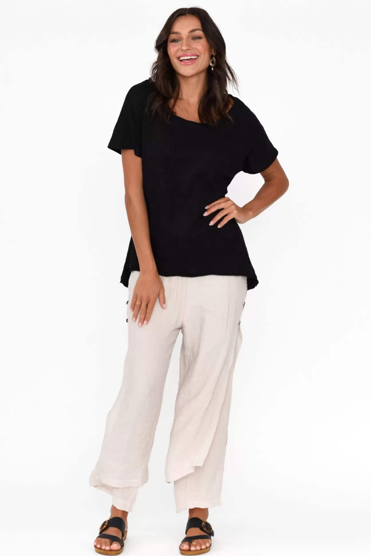 La Mode Aida Natural Cotton Blend Layered Pant Outlet