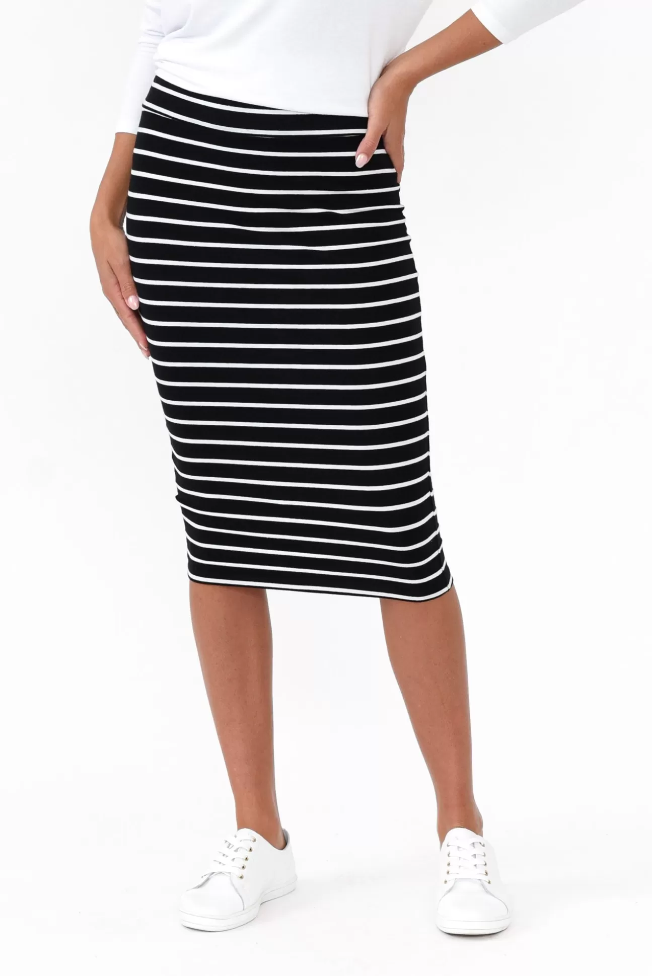 Betty Basics Alicia Stripe Midi Skirt Shop