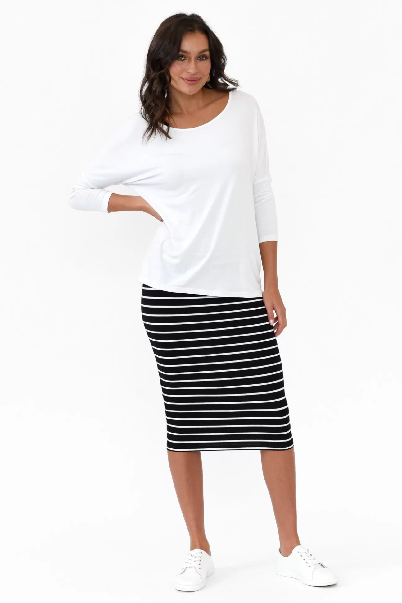 Betty Basics Alicia Stripe Midi Skirt Shop