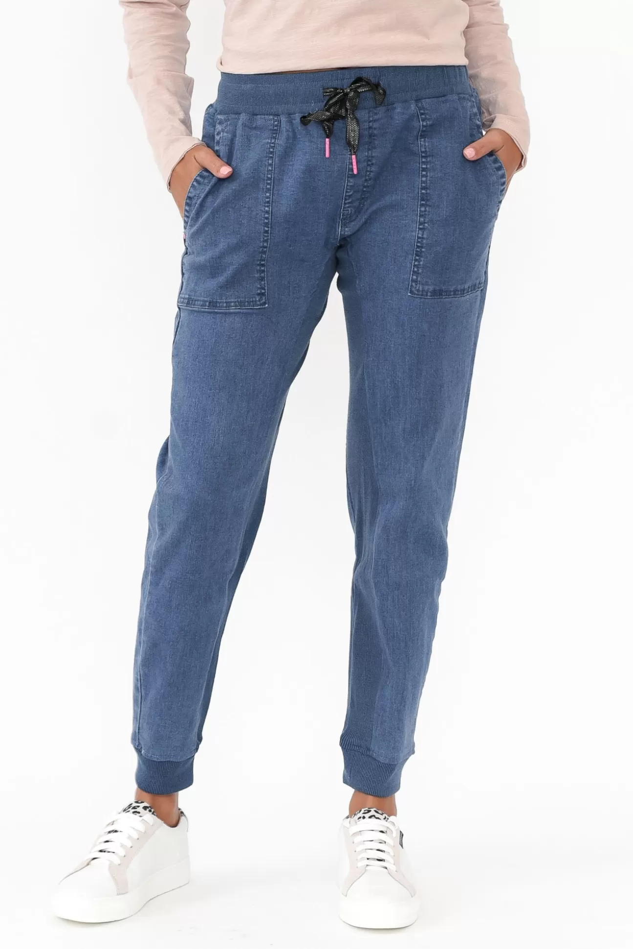 Elm Alli Blue Denim Jogger Pant Clearance