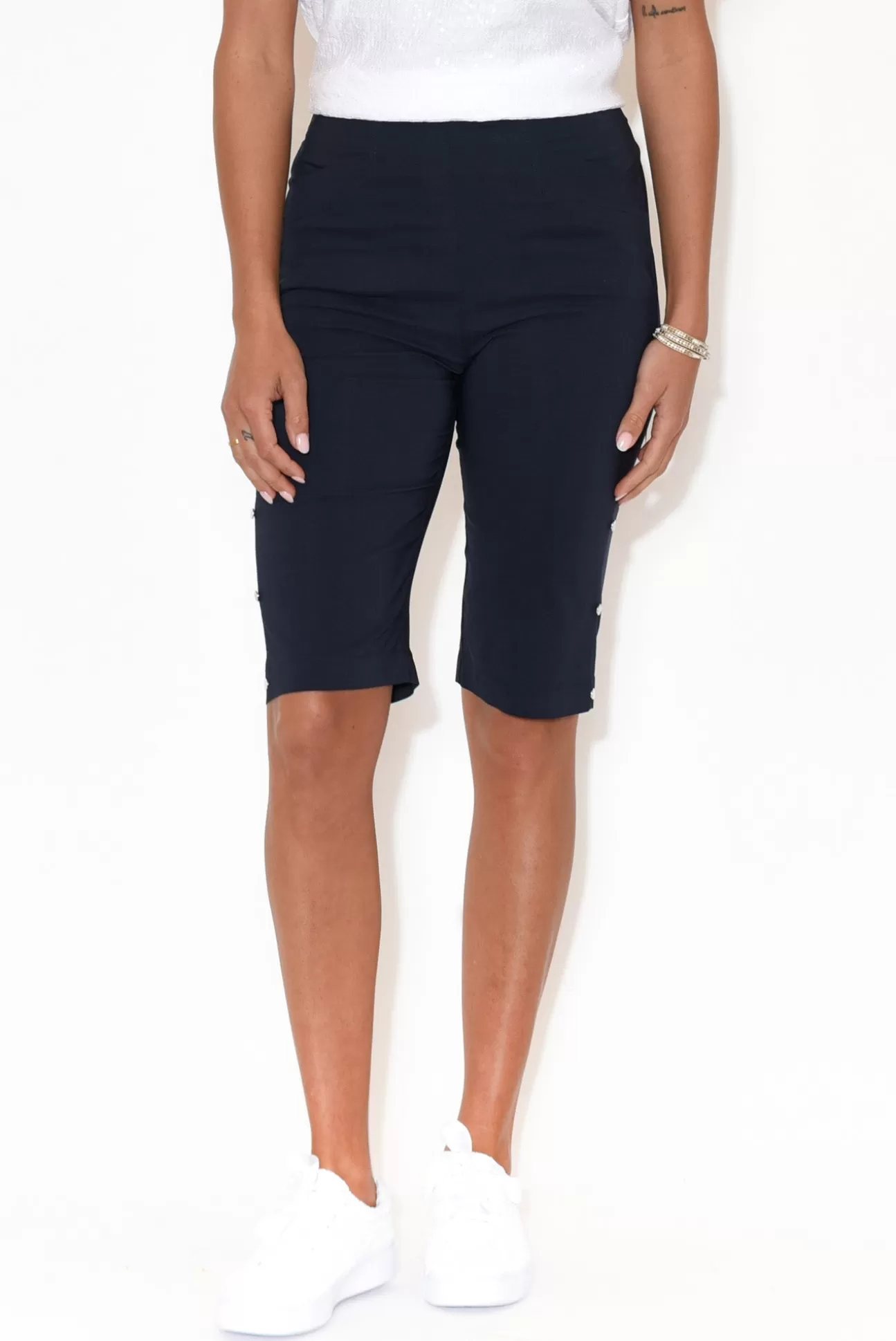 Threadz Alyssa Navy Pocket Shorts Best Sale