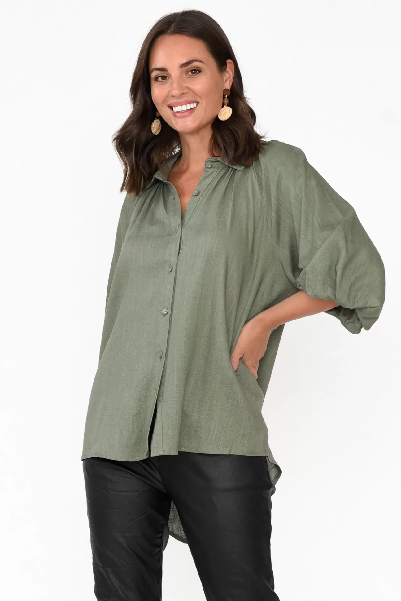 Label of Love Amirah Khaki Button Up Shirt Best Sale