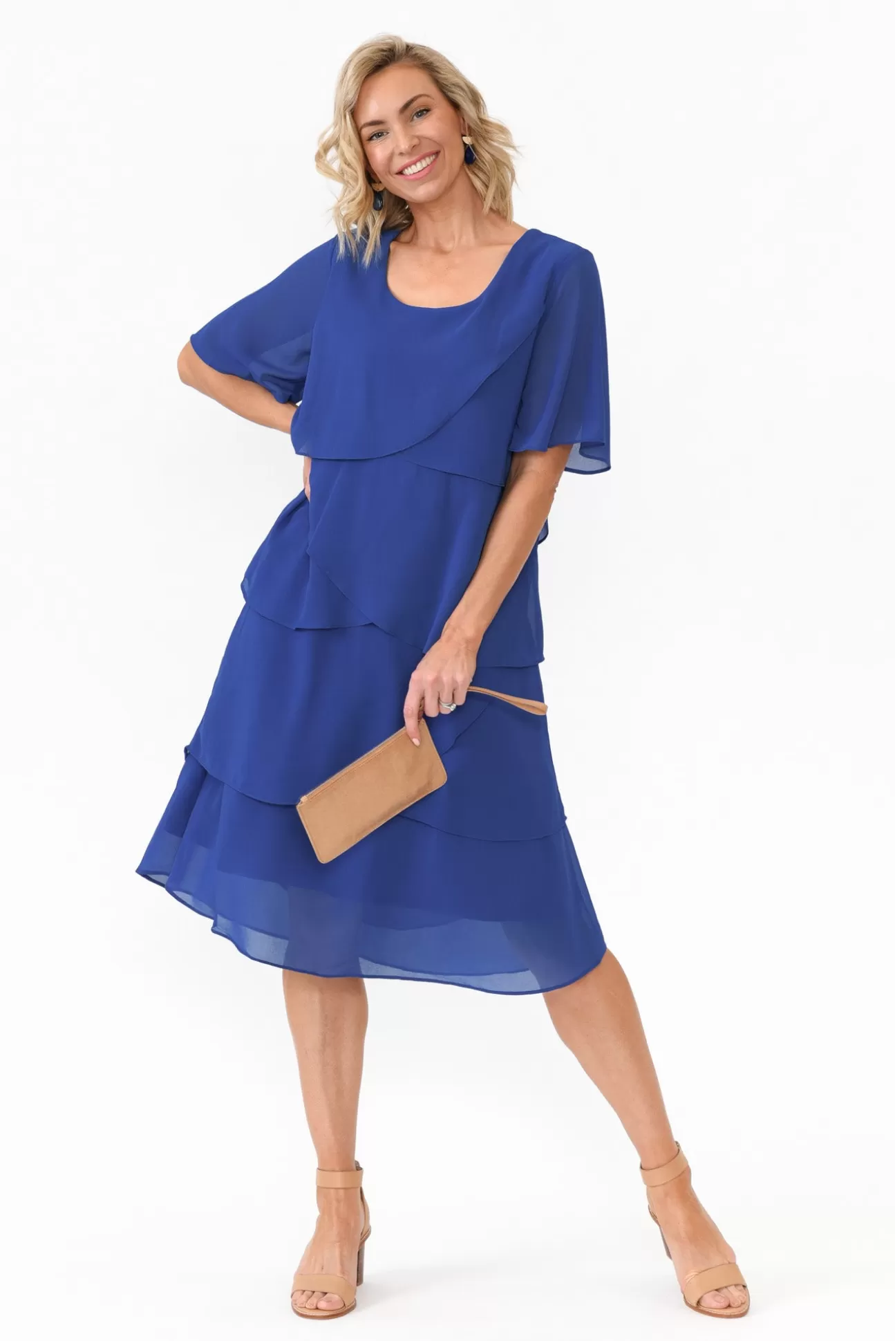 Est 22 Amity Cobalt Diagonal Drape Dress Best