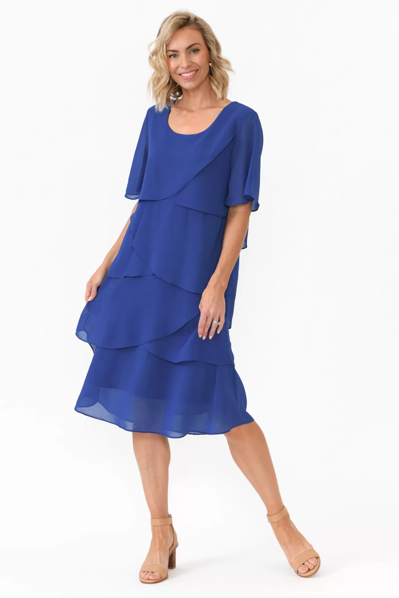 Est 22 Amity Cobalt Diagonal Drape Dress Best