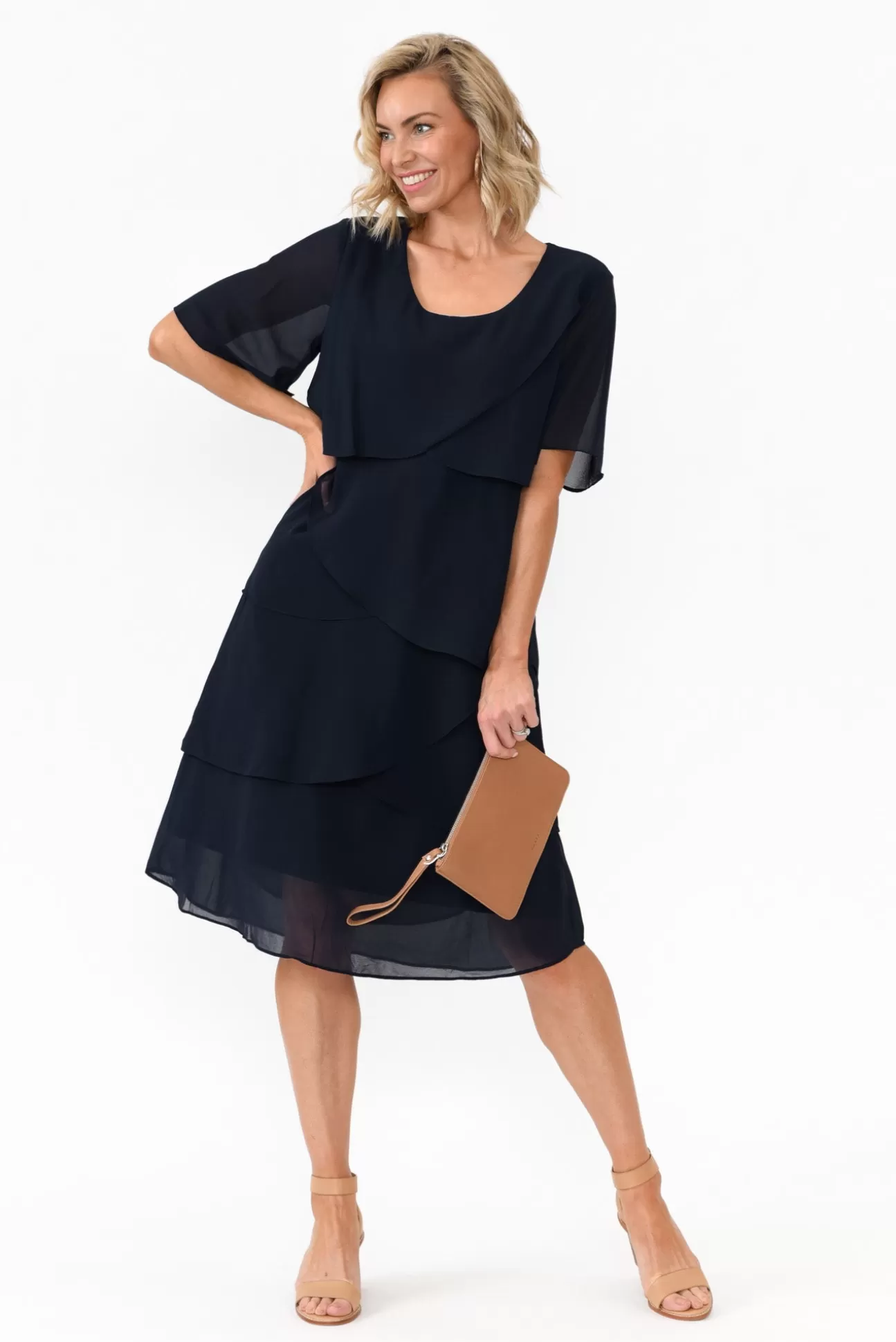 Est 22 Amity Navy Diagonal Drape Dress Online