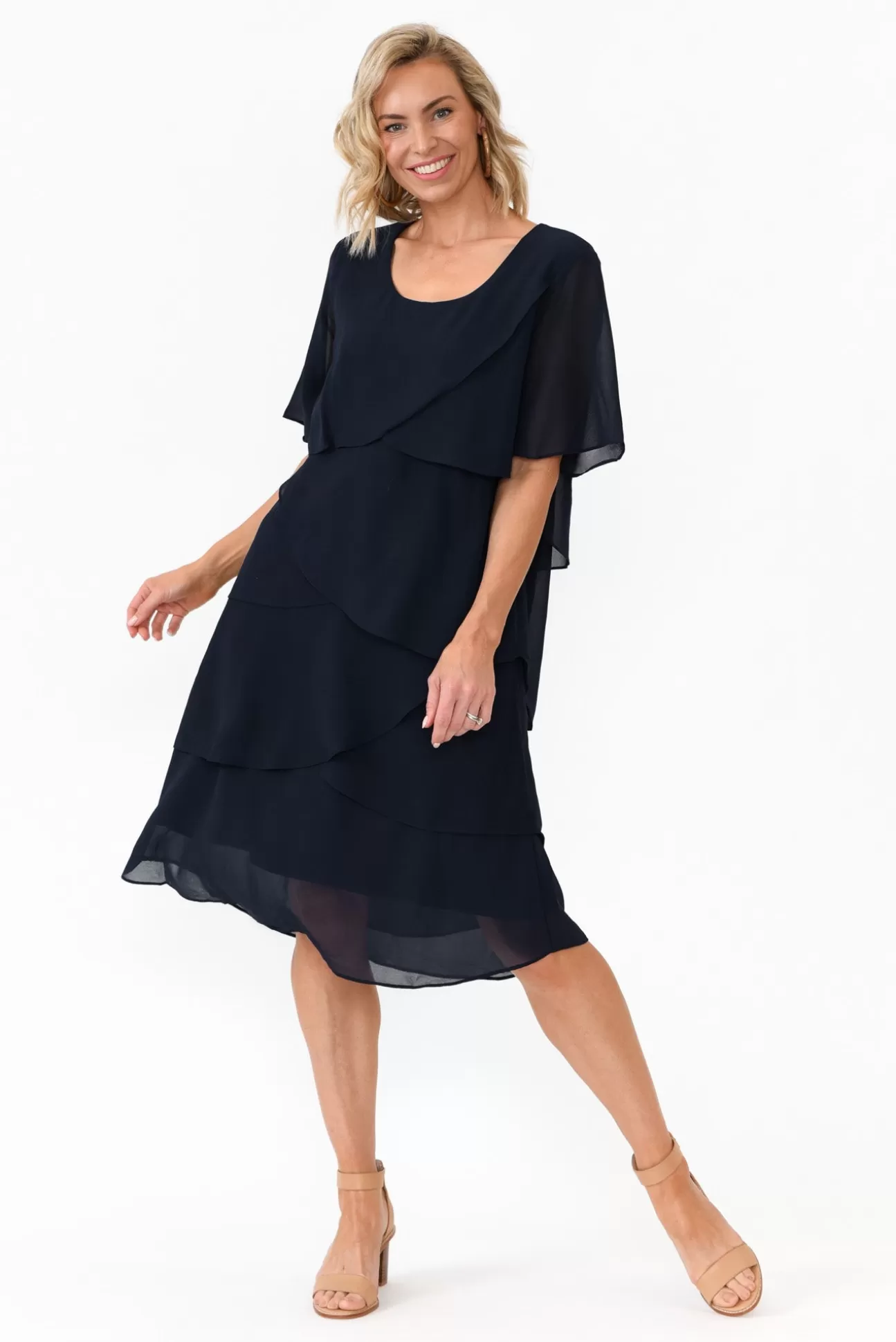 Est 22 Amity Navy Diagonal Drape Dress Online