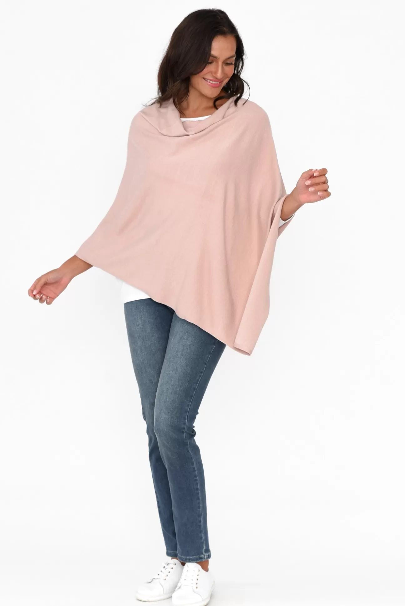 Zura Amy Light Pink Wool Blend Poncho Sale