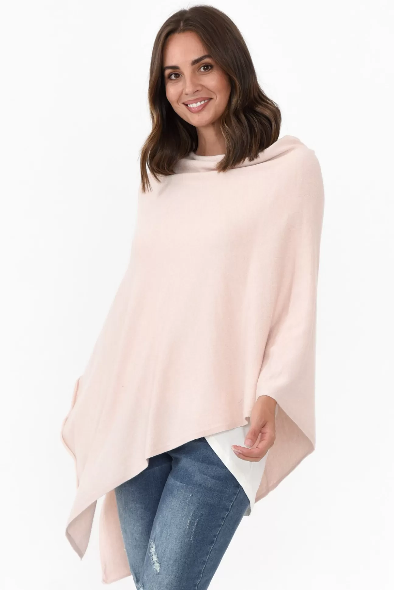 Zura Amy Pink Wool Blend Poncho Outlet