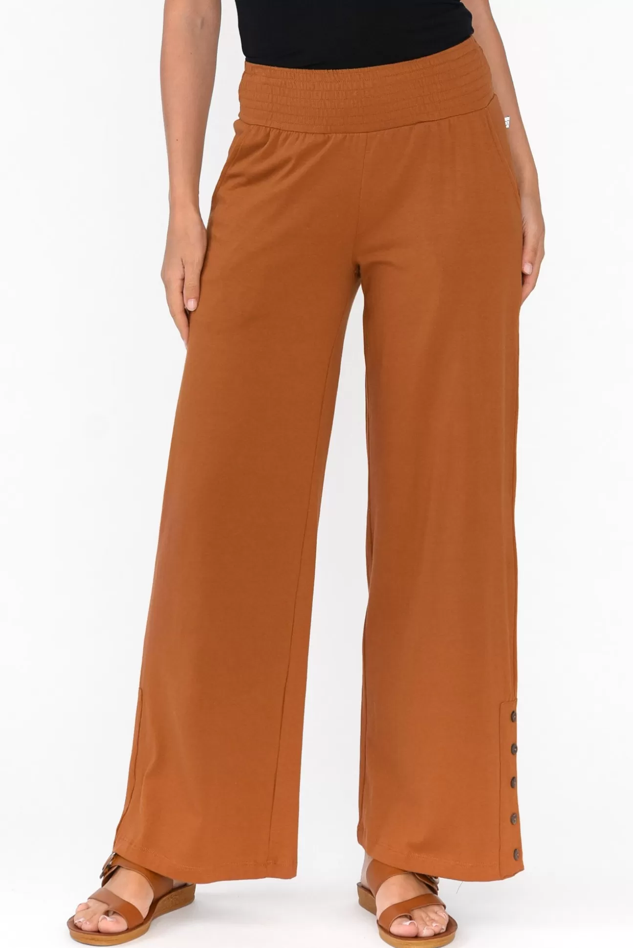 One Ten Willow Angelica Rust Cotton Shirred Pant Clearance