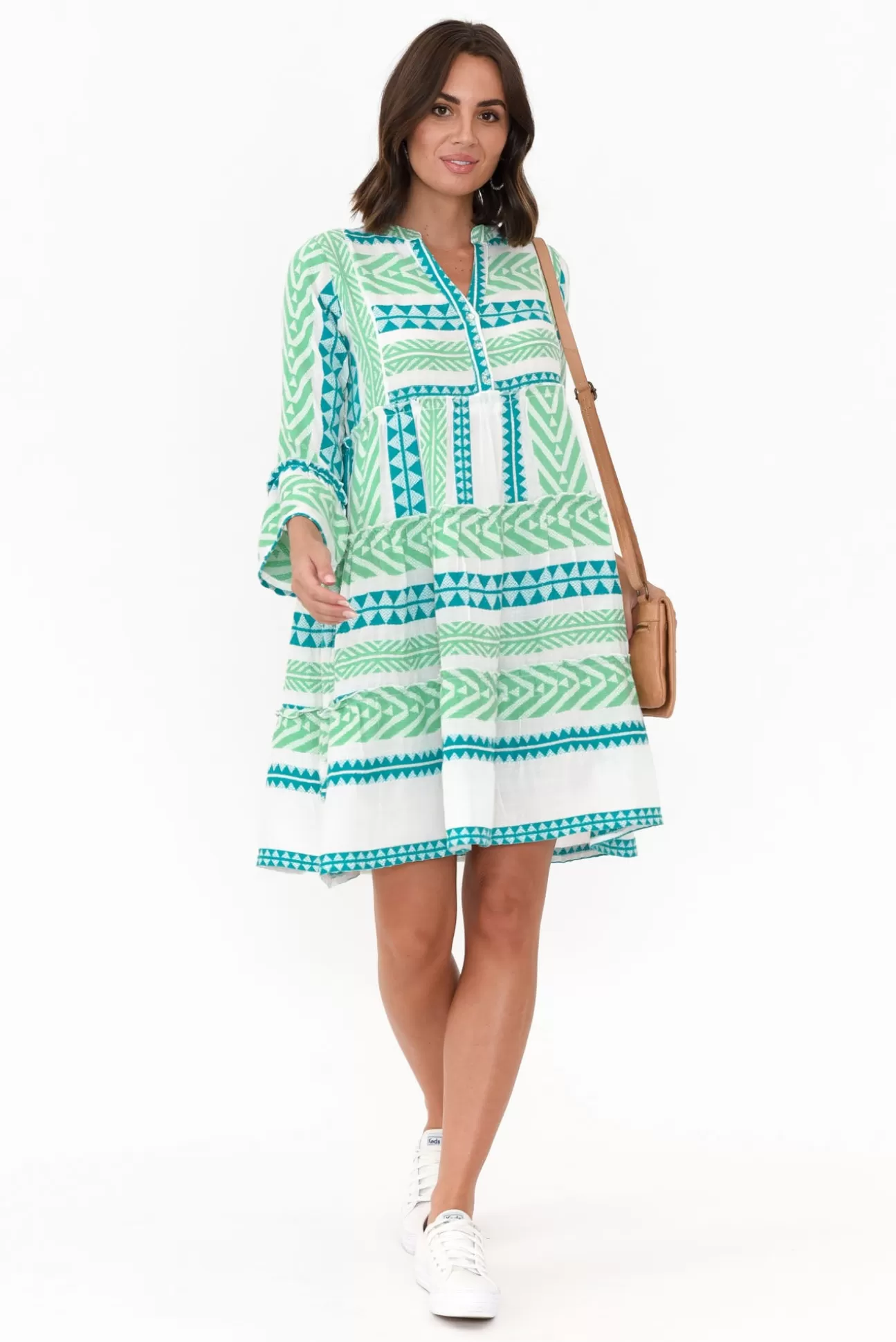 Joop u0026 Gypsy Antonia Green Embroidered Cotton Dress New