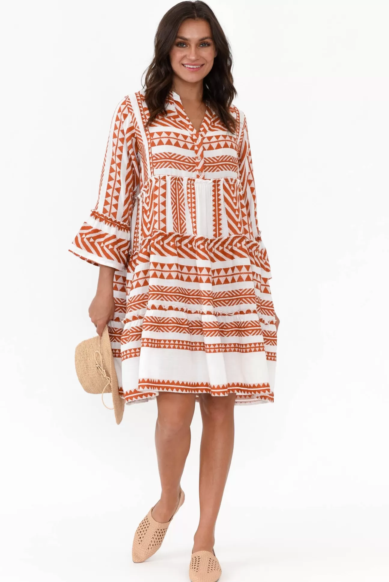 Joop u0026 Gypsy Antonia Rust Embroidered Cotton Dress Online