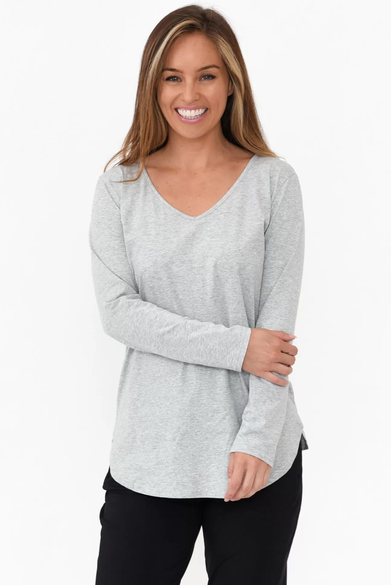 Cafe Latte Archer Grey Cotton Long Sleeve Top Sale