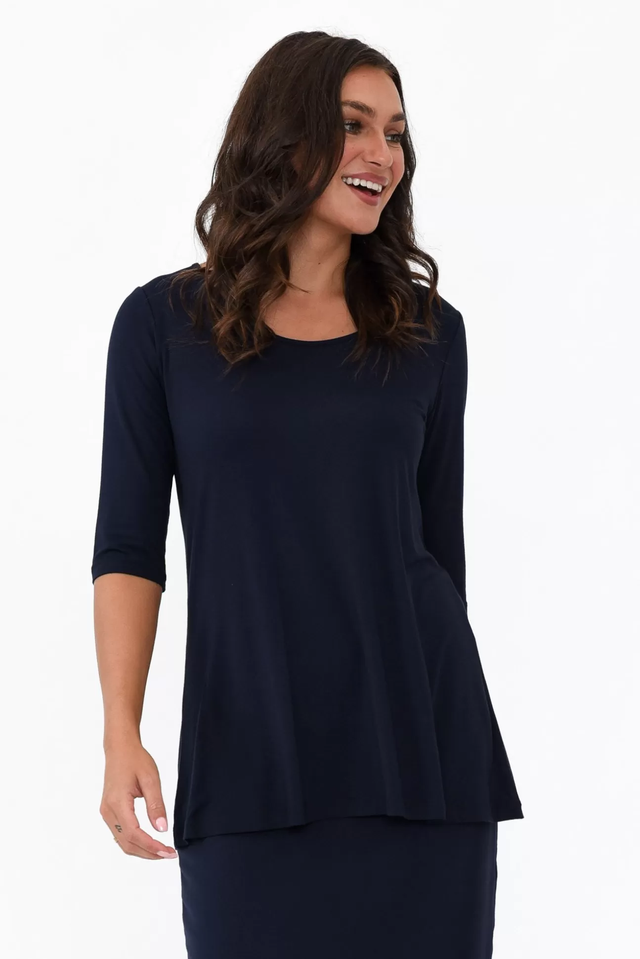 Lou Lou Aretha Navy Bamboo Top Shop