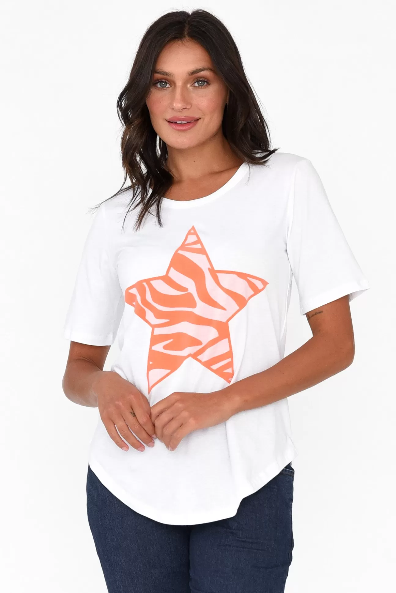 Betty Basics Ariana Pink Zebra Star Cotton Tee Sale