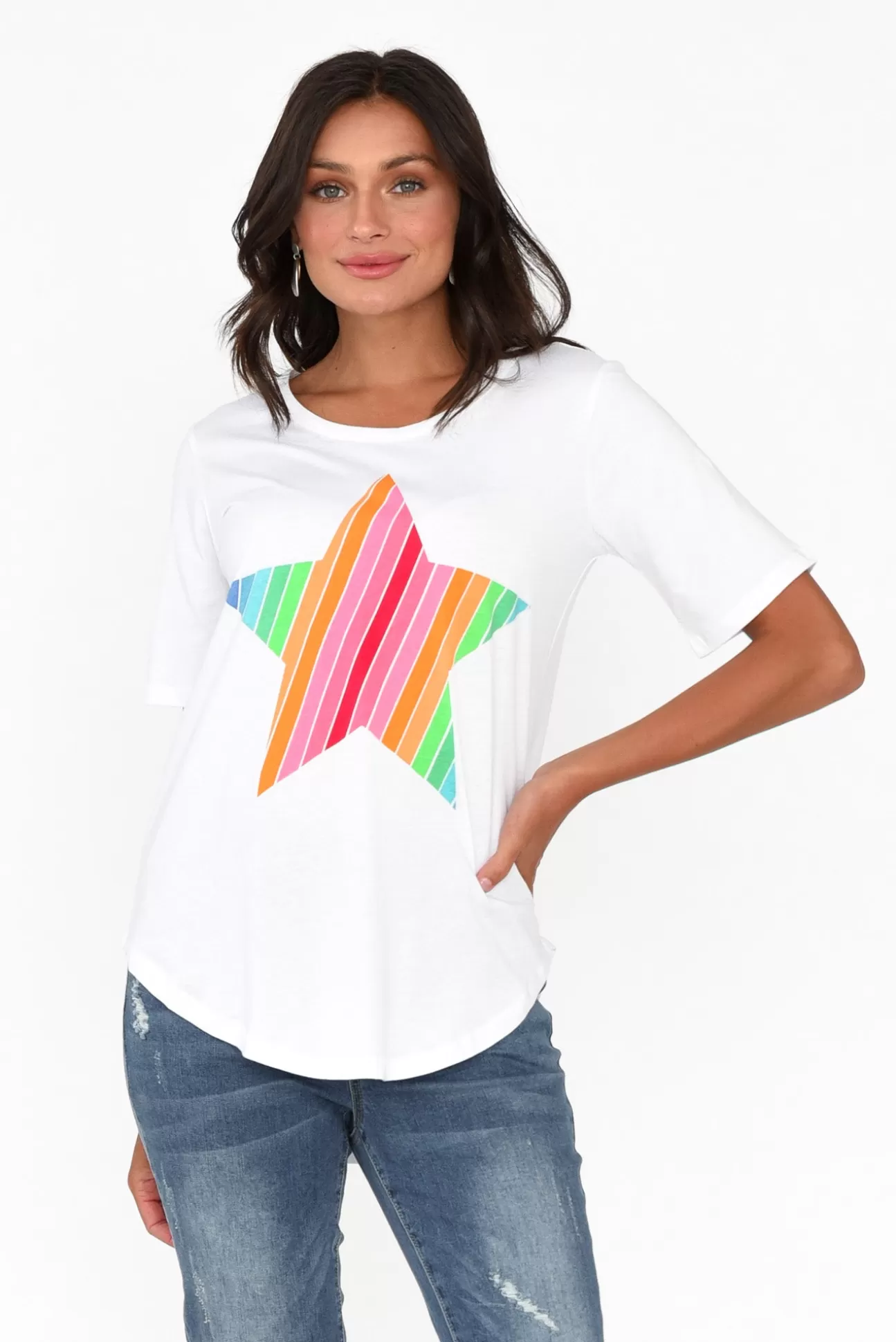 Betty Basics Ariana Rainbow Star Cotton Tee Best Sale