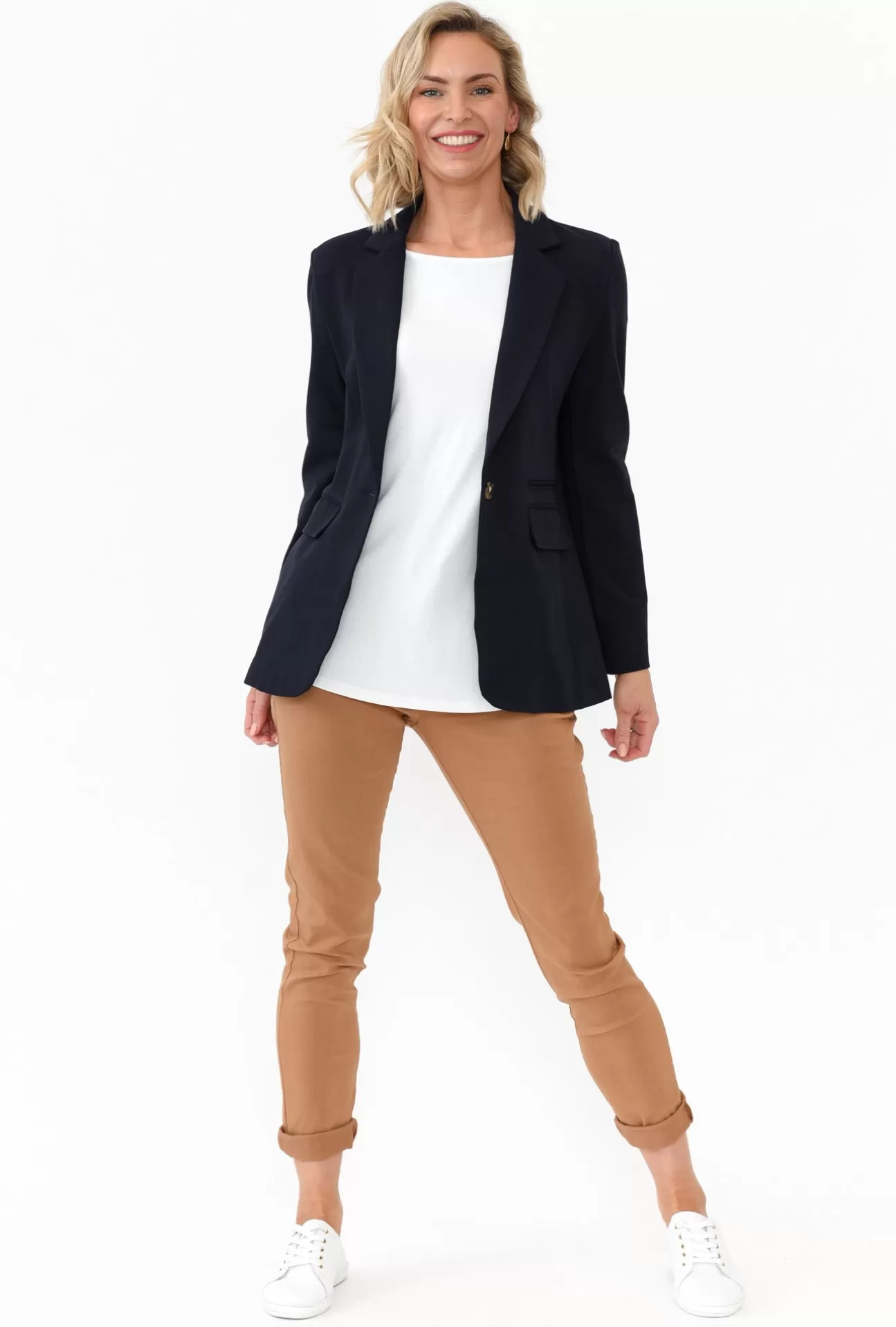 365 Days Audra Navy Fitted Stretch Blazer Cheap