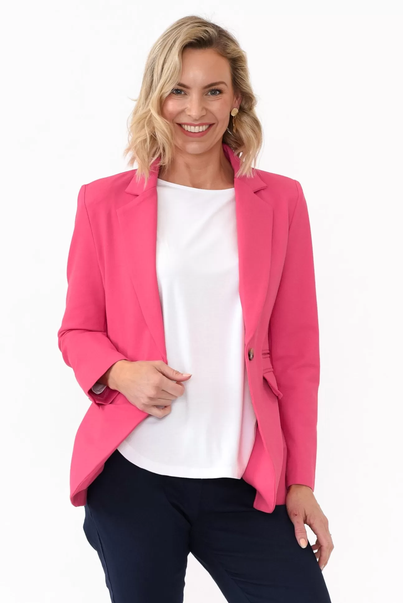 365 Days Audra Pink Fitted Stretch Blazer Outlet