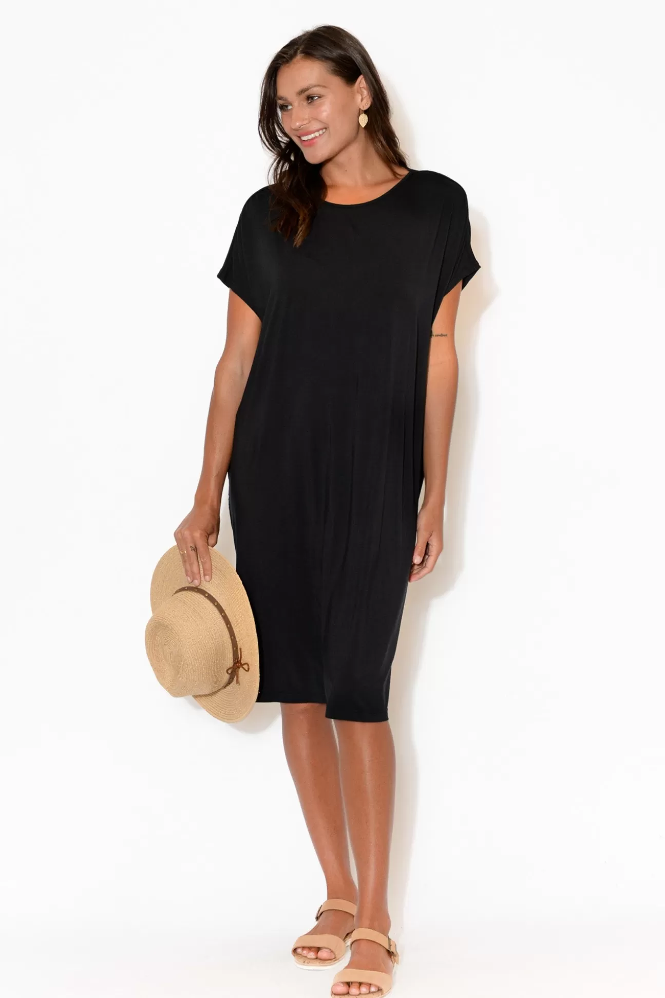 Tani Ava Black Micro Modal Shift Dress Online