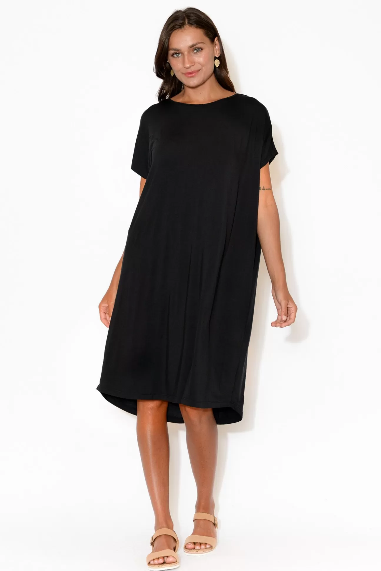 Tani Ava Black Micro Modal Shift Dress Online