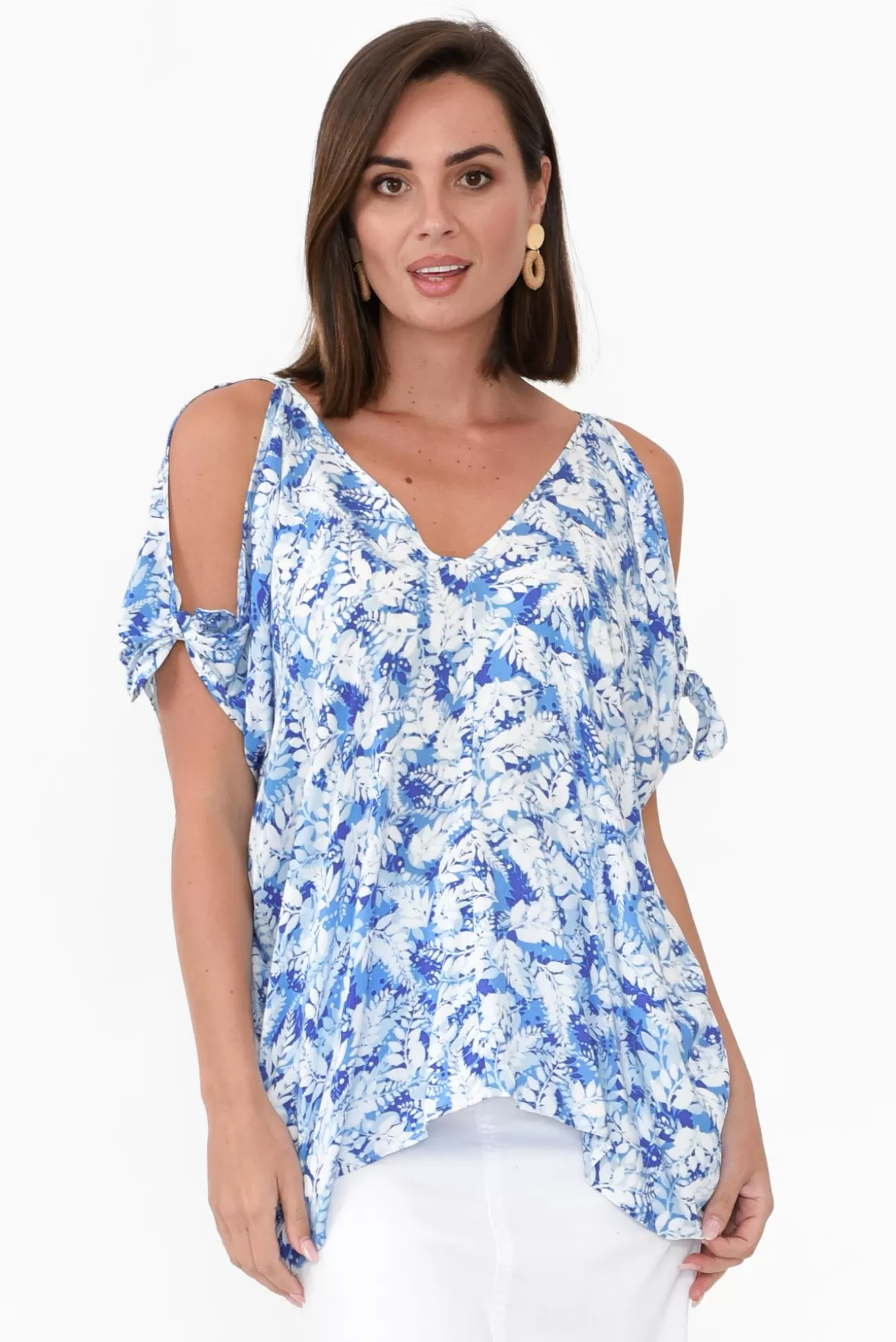 Slate the Label Avalee Blue Garden Cold Shoulder Top Shop