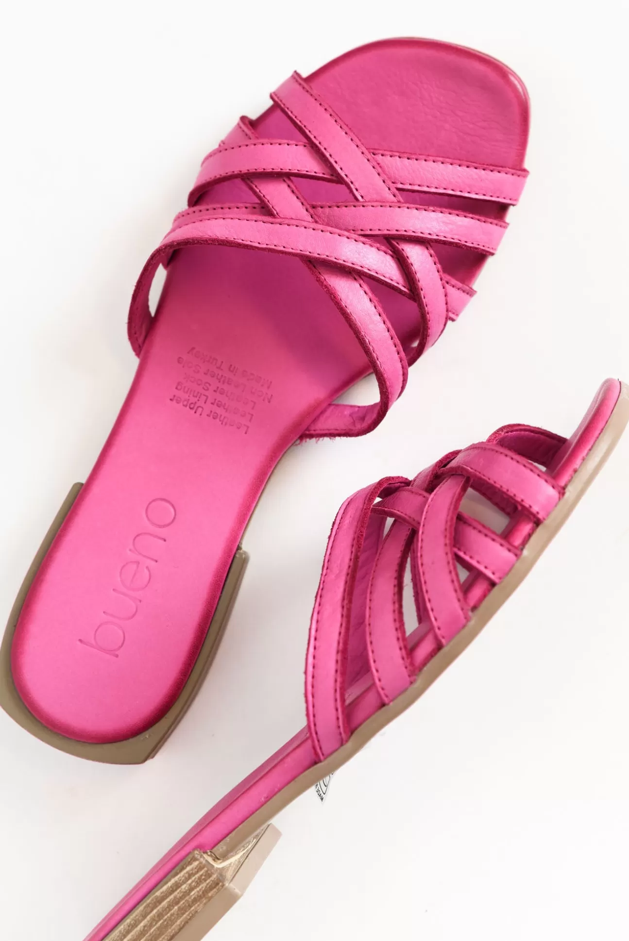 Bueno Avril Pink Leather Strappy Slide Discount