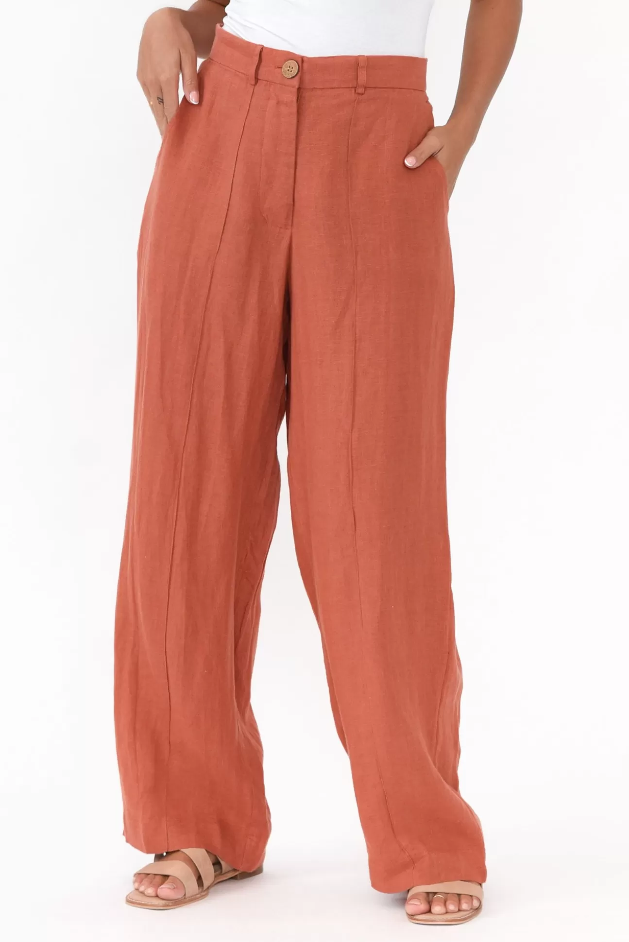 Eadie Lifestyle Barton Rust Linen Pant Shop