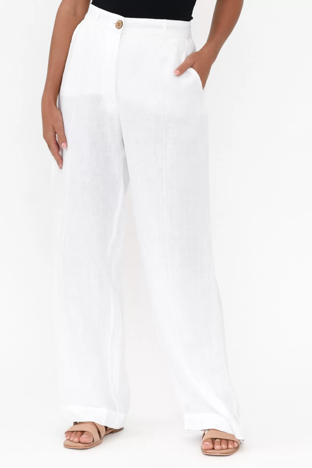 Eadie Lifestyle Barton White Linen Pant Hot