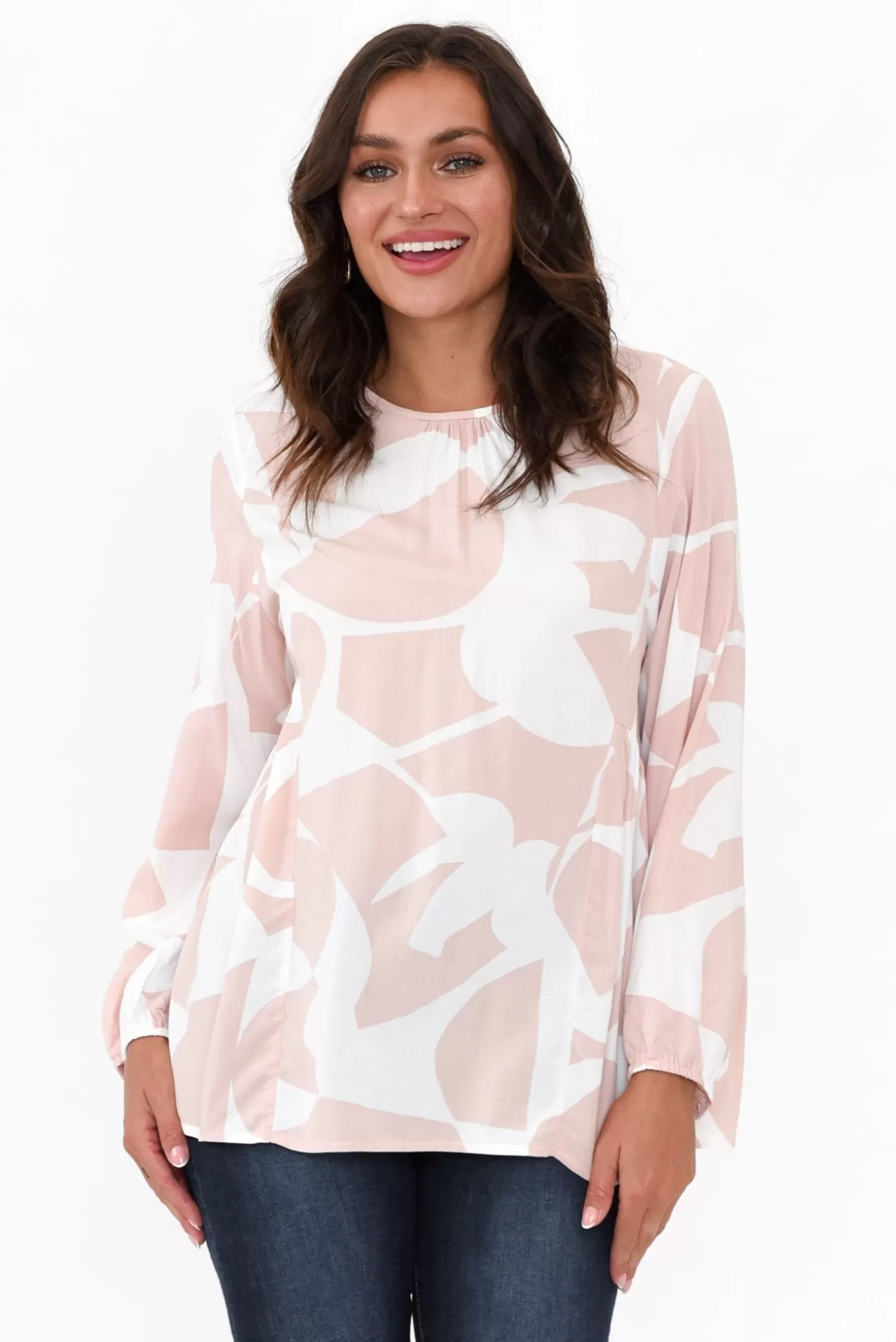 New U Collection Bateman Pink Abstract Panel Top Store