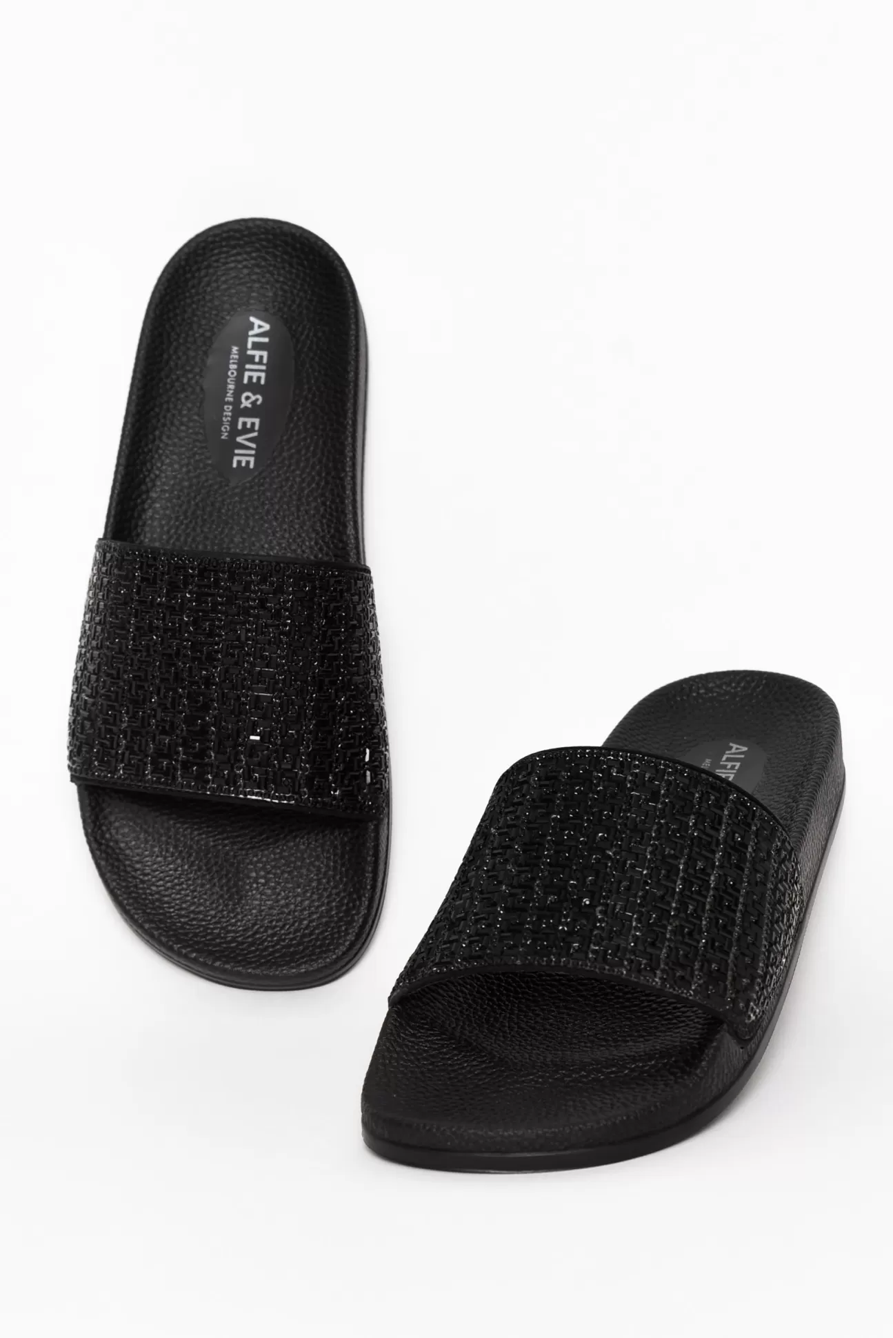 Alfie And Evie Billie Black Diamante Slide Outlet