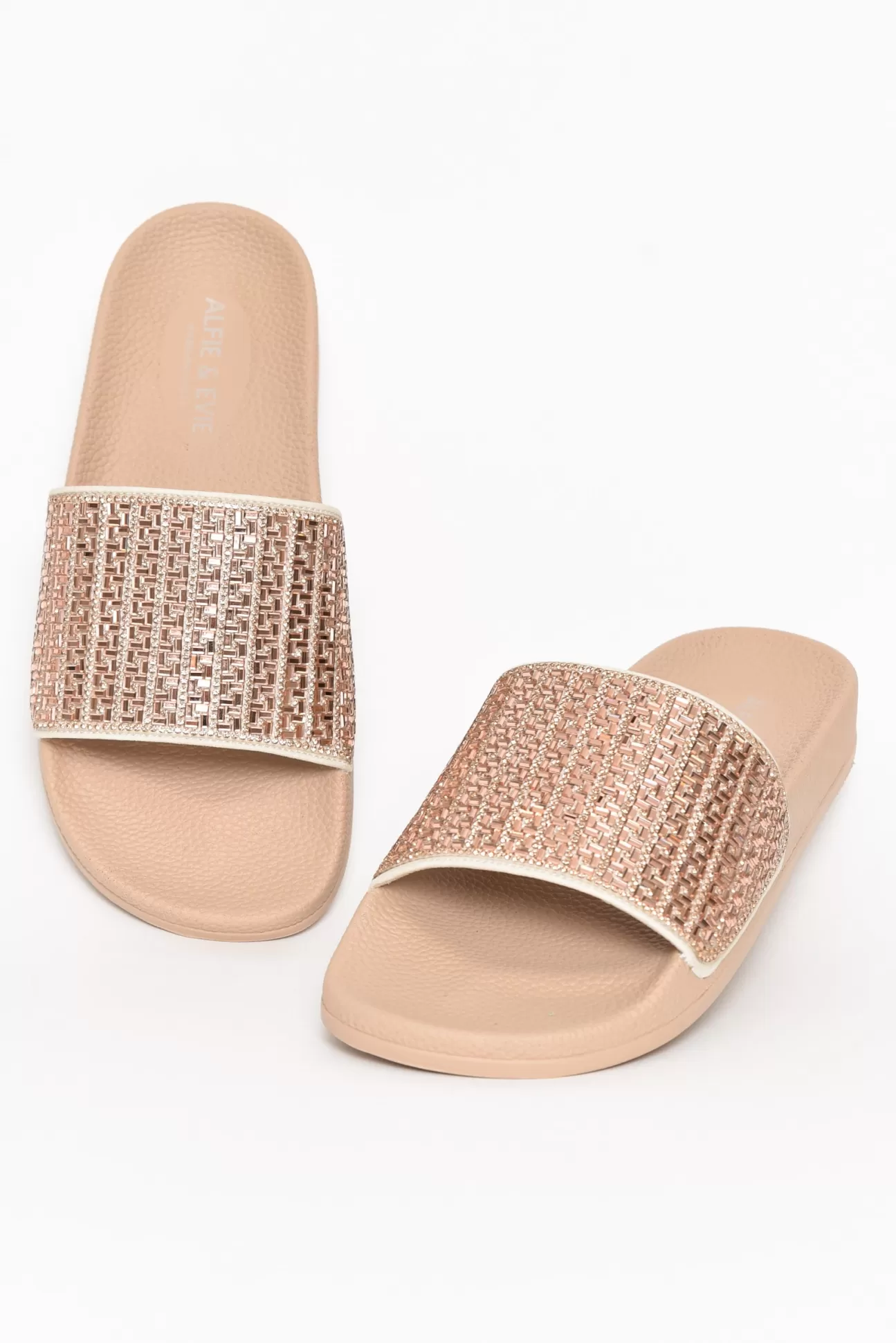 Alfie And Evie Billie Rose Gold Diamante Slide Fashion