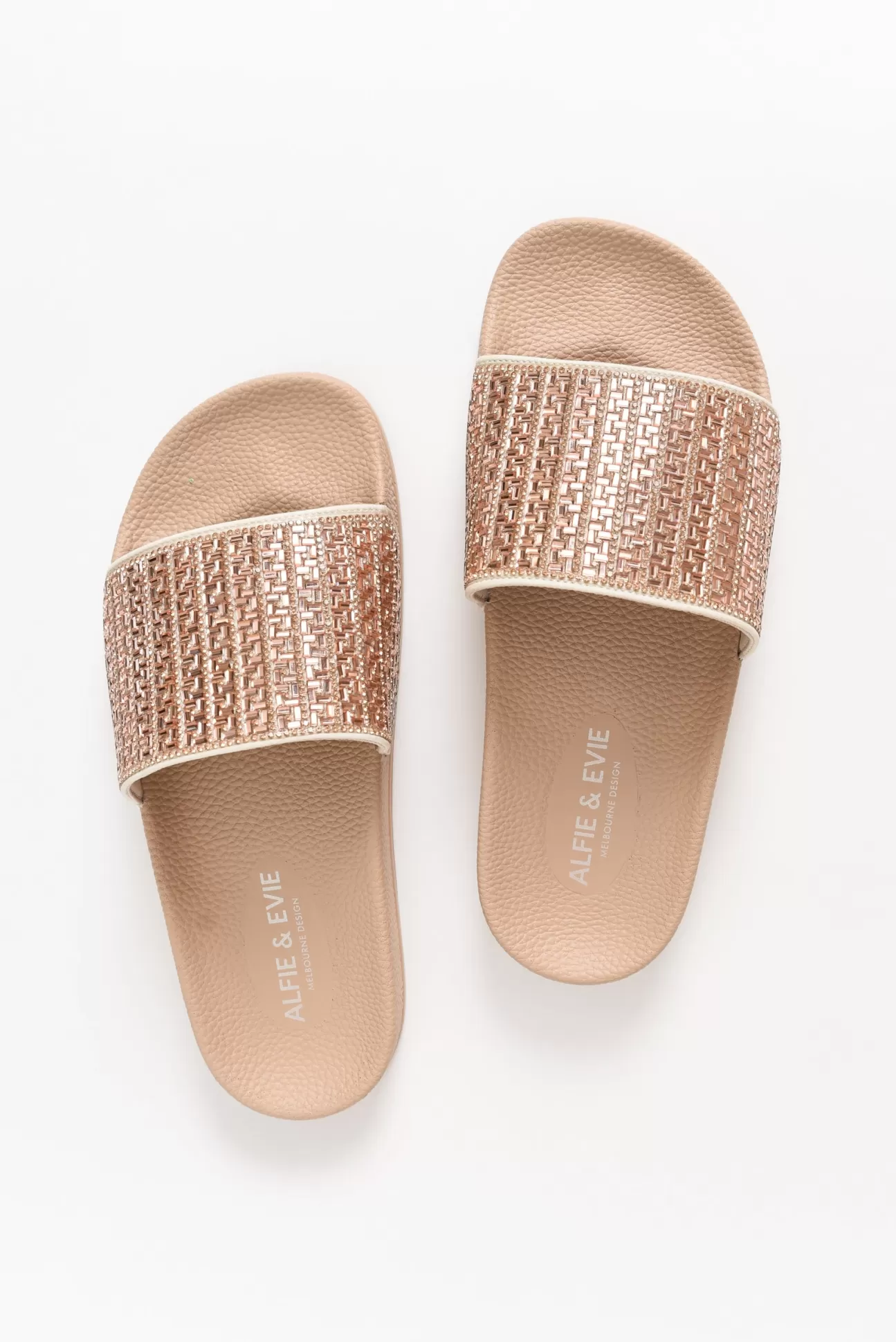 Alfie And Evie Billie Rose Gold Diamante Slide Fashion