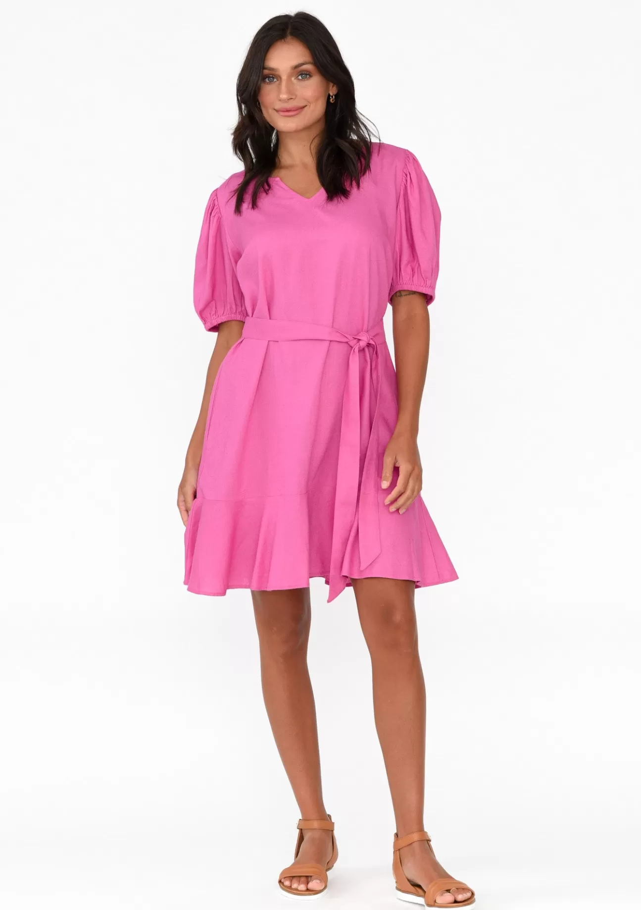 Betty Basics Birdie Hot Pink Linen Blend Dress Cheap