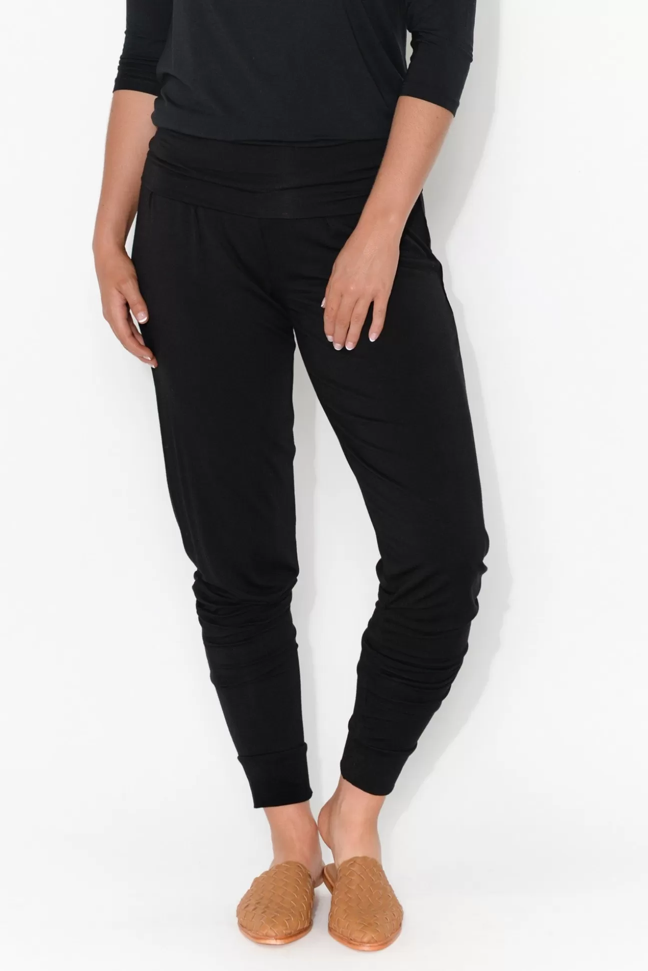 Bamboo Body Black Bamboo Soft Slouch Pant New