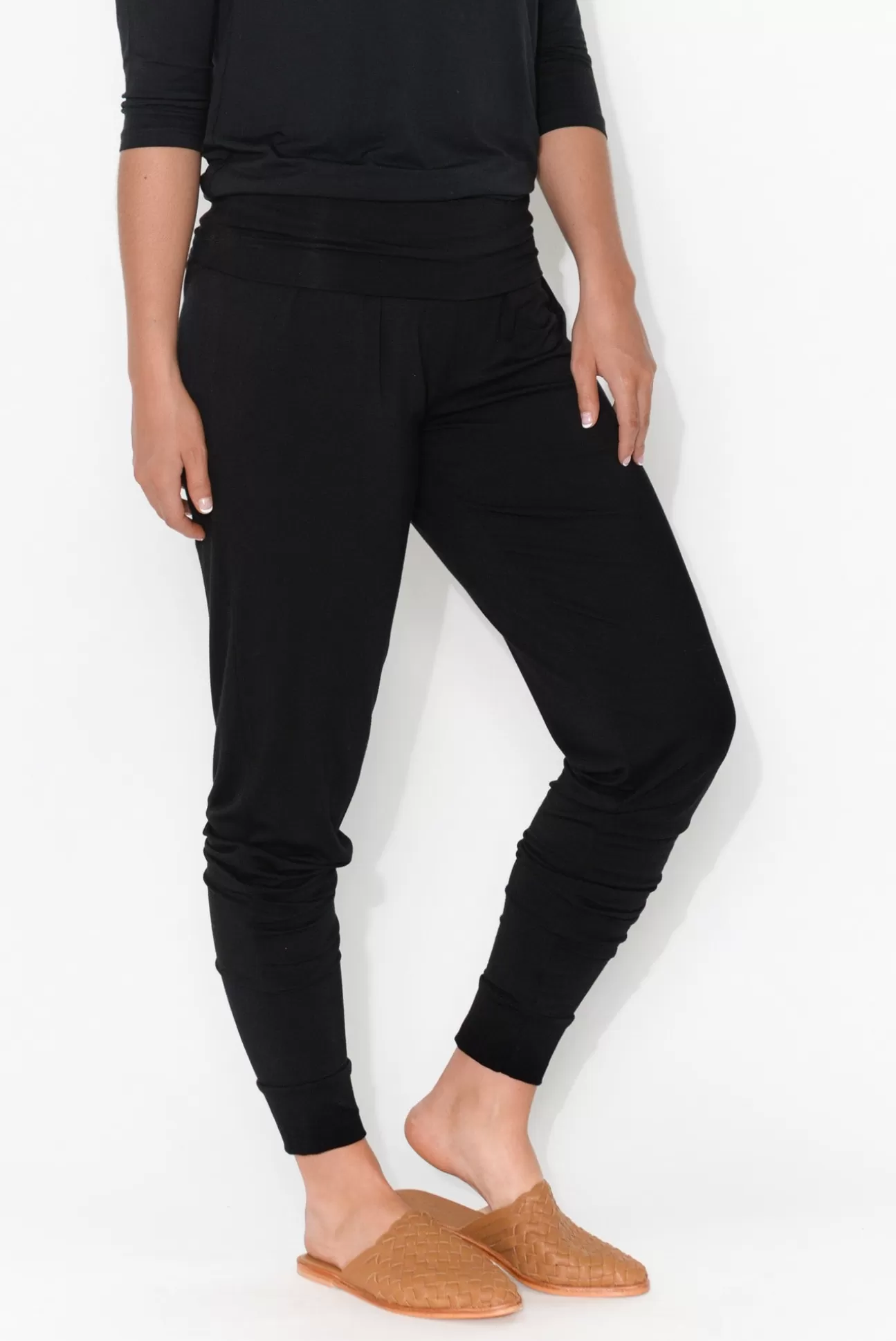 Bamboo Body Black Bamboo Soft Slouch Pant New