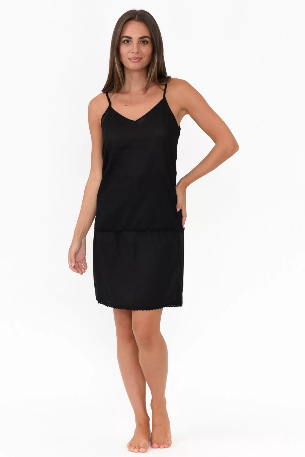 Orientique Black Cotton Slip Cami Clearance