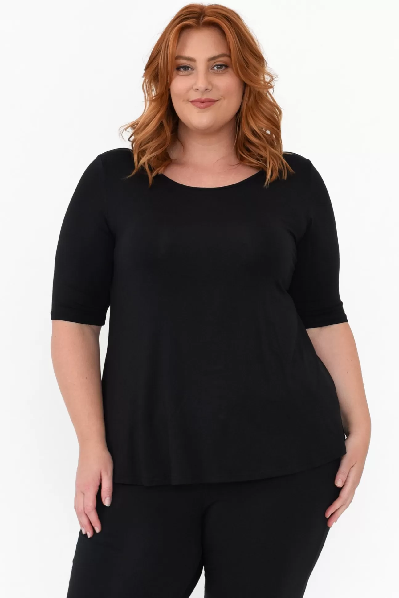 Tani Black Half Sleeve Micro Modal Top Clearance