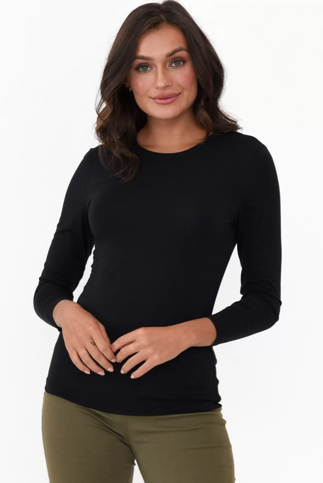 Tani Black Micro Modal Long Sleeve Top Discount