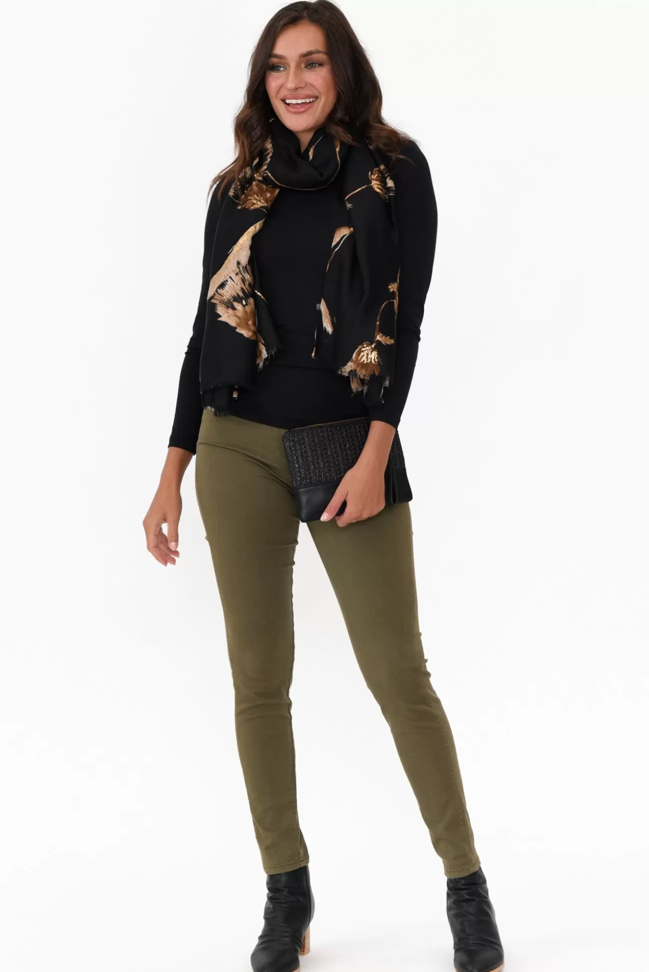 Tani Black Micro Modal Long Sleeve Top Discount