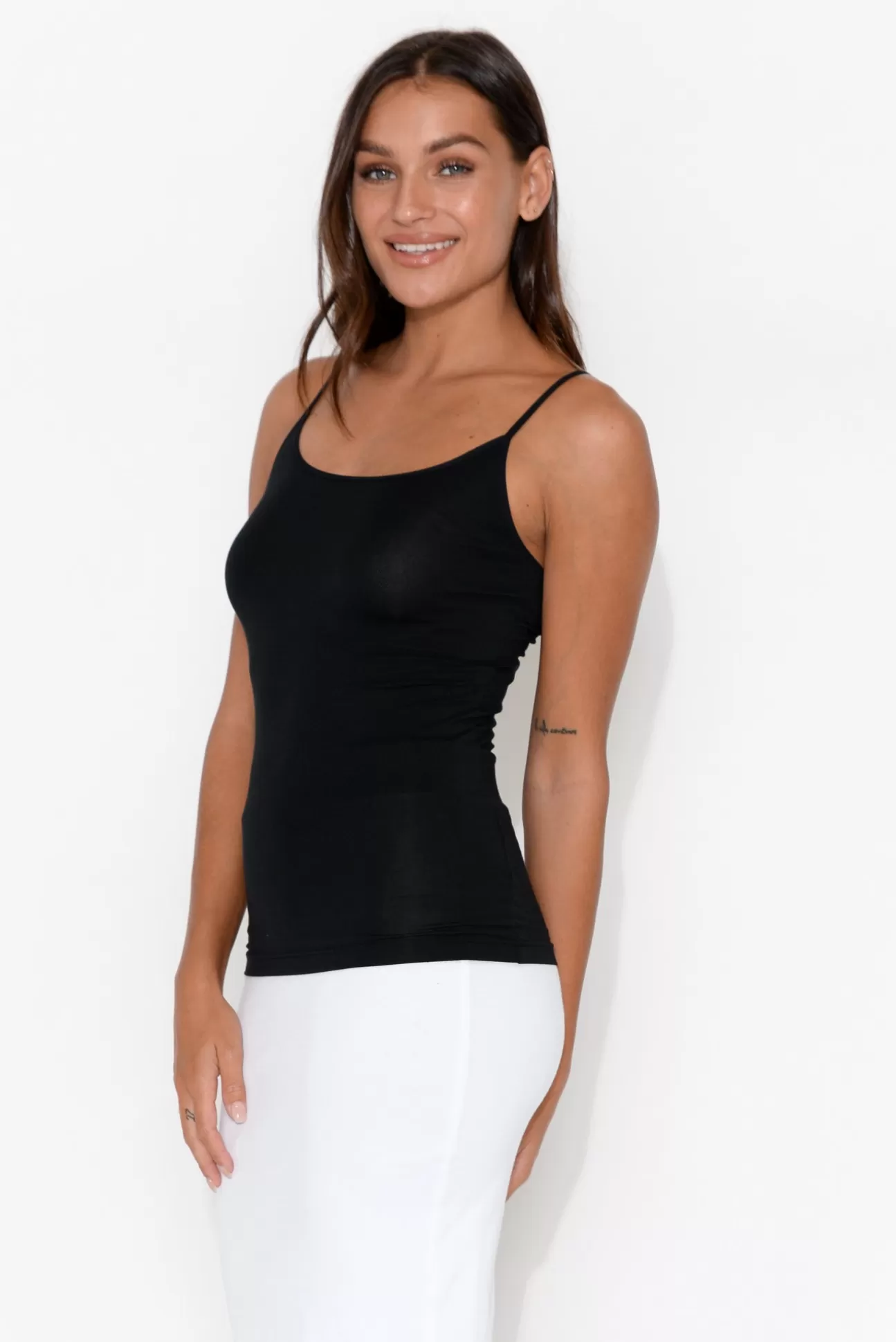 Tani Black Micro Modal Singlet Hot