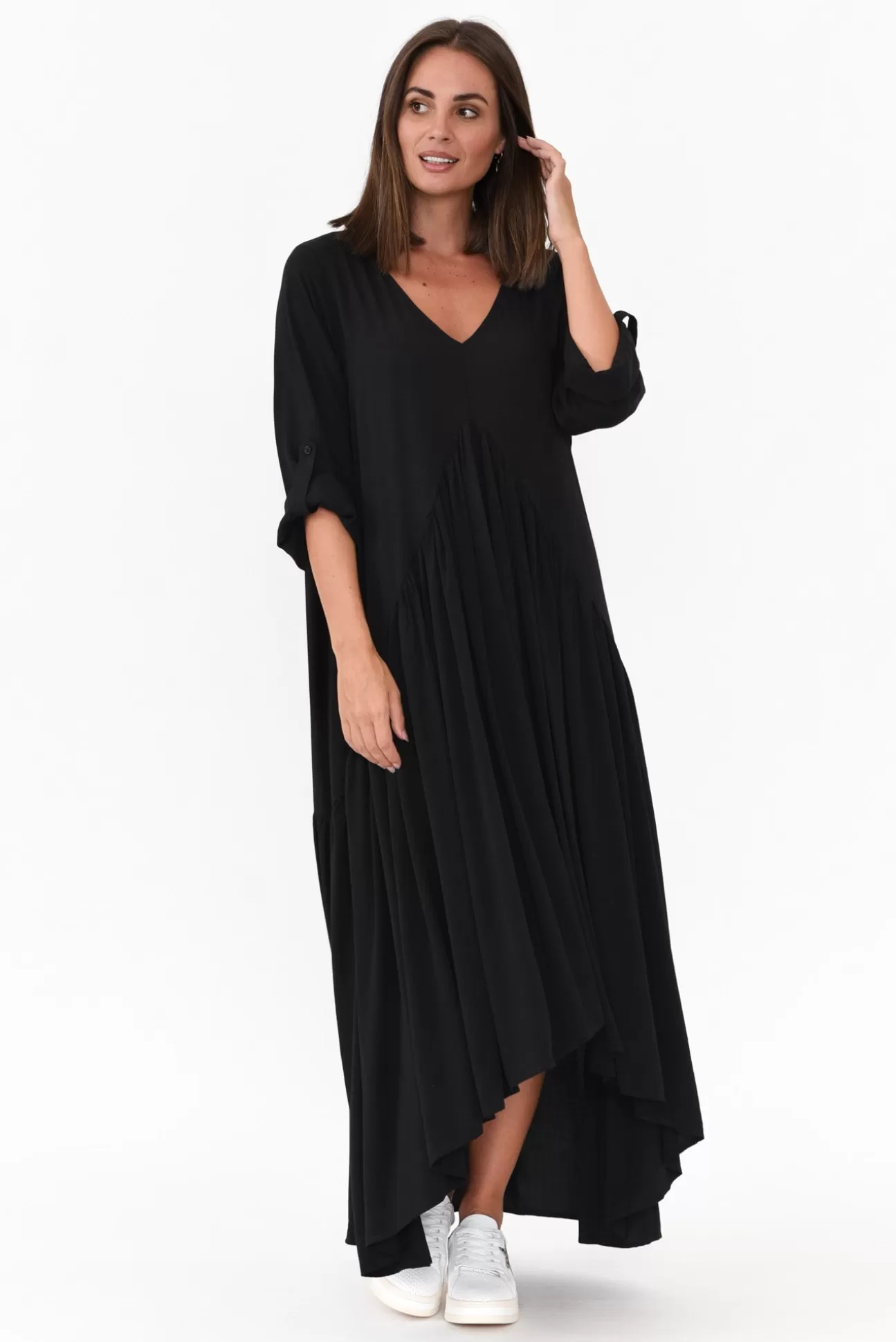 PQ Black Peak Sleeved Maxi Dress Outlet