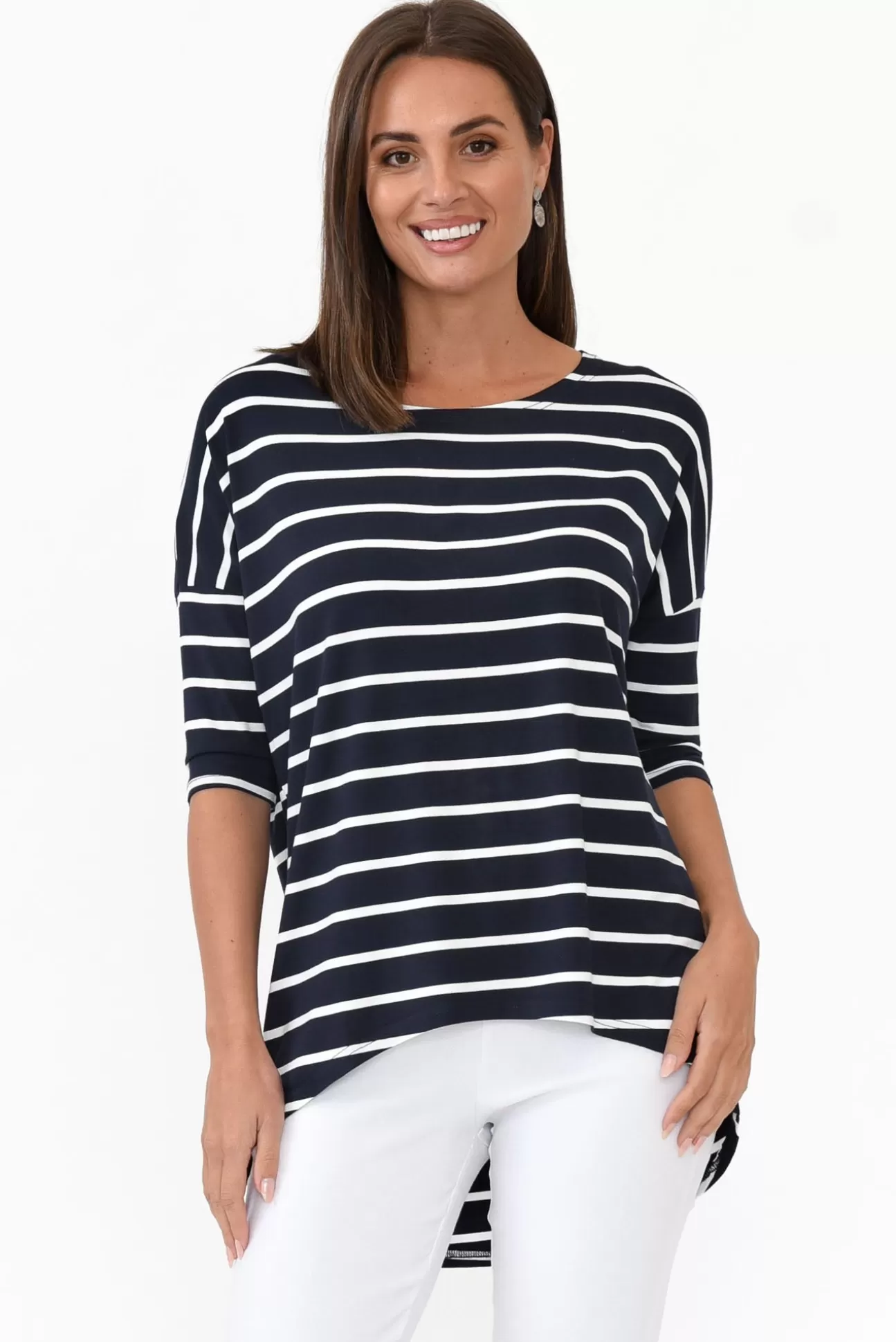 Bamboo Villa Blake Navy Stripe Bamboo Top Online