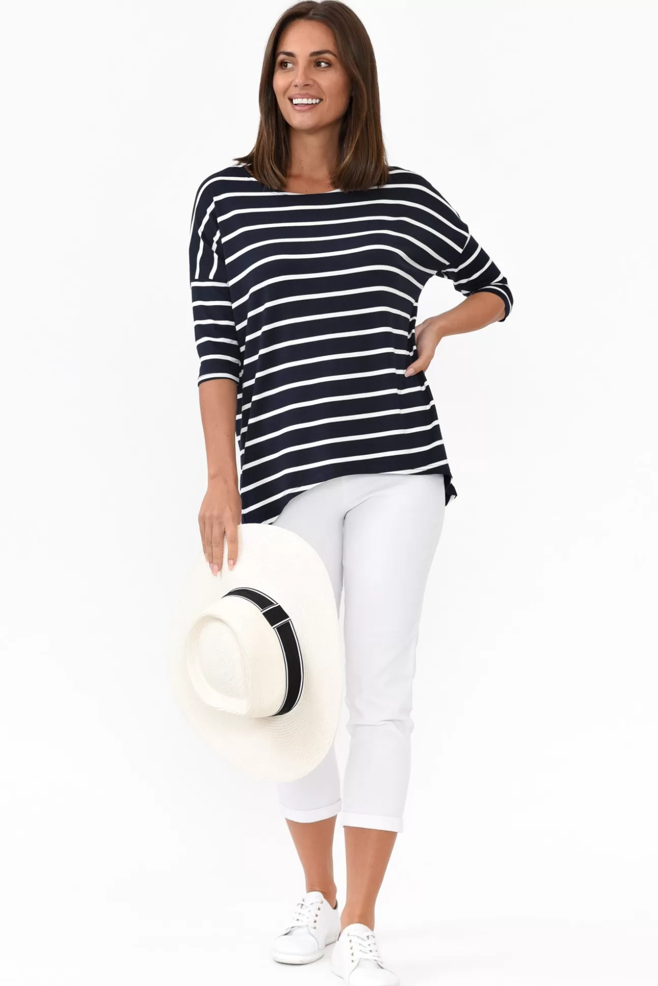 Bamboo Villa Blake Navy Stripe Bamboo Top Online