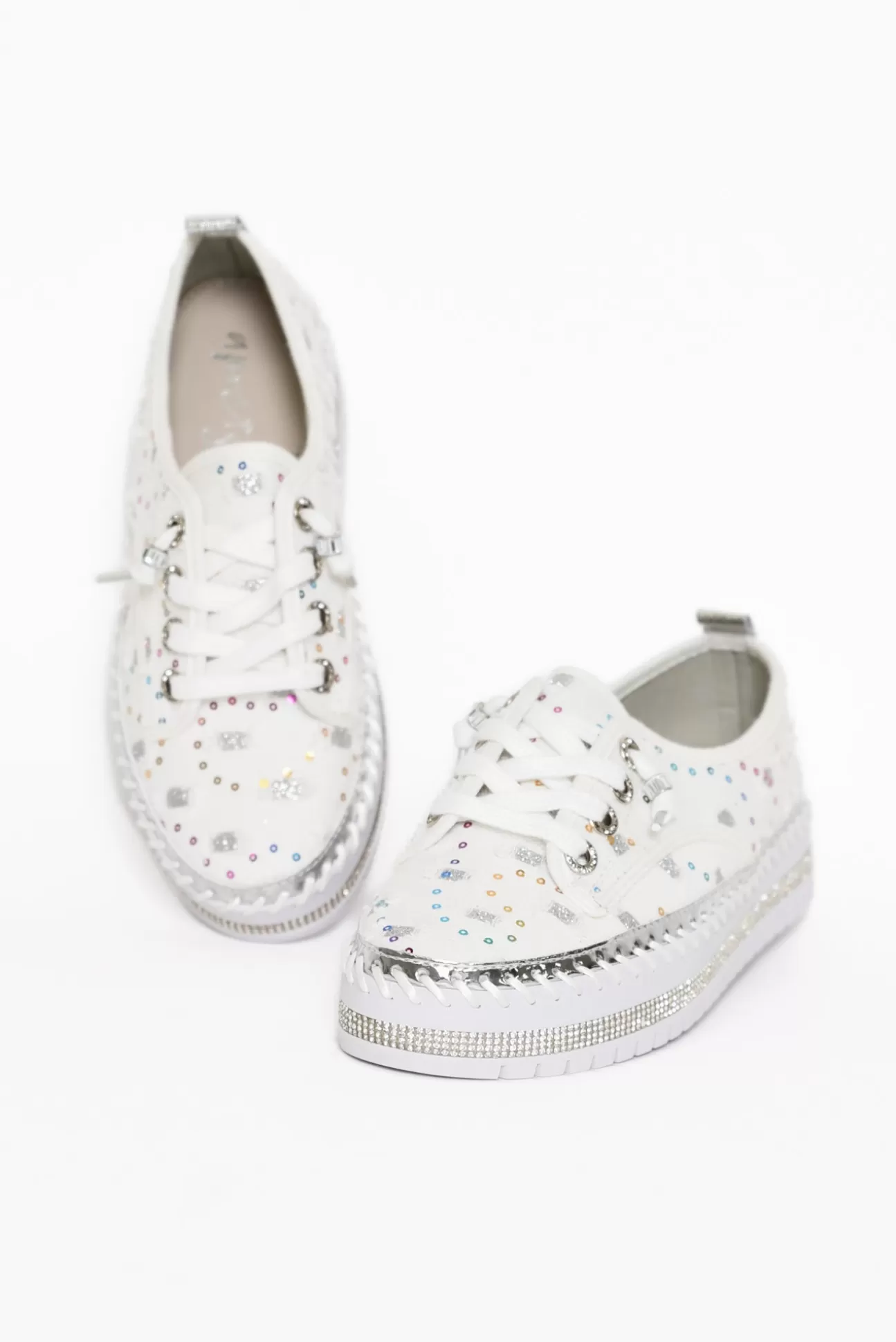 Ameise Bling White Sequin Sneaker Flash Sale