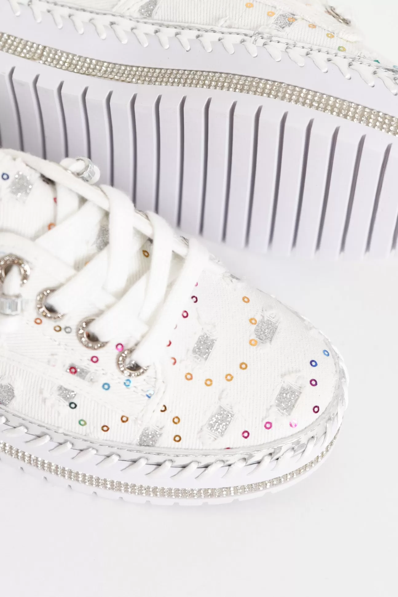 Ameise Bling White Sequin Sneaker Flash Sale