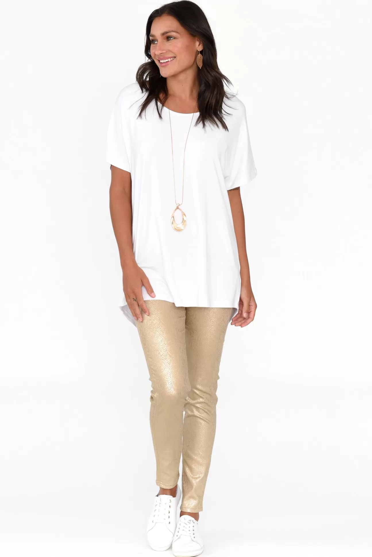 Cafe Latte Bonita Gold Animal Foil Stretch Pant Sale