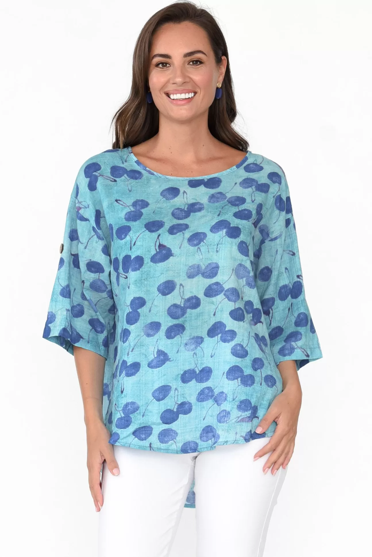 Wishstone Brie Blue Cherry Cotton Blend Top Cheap