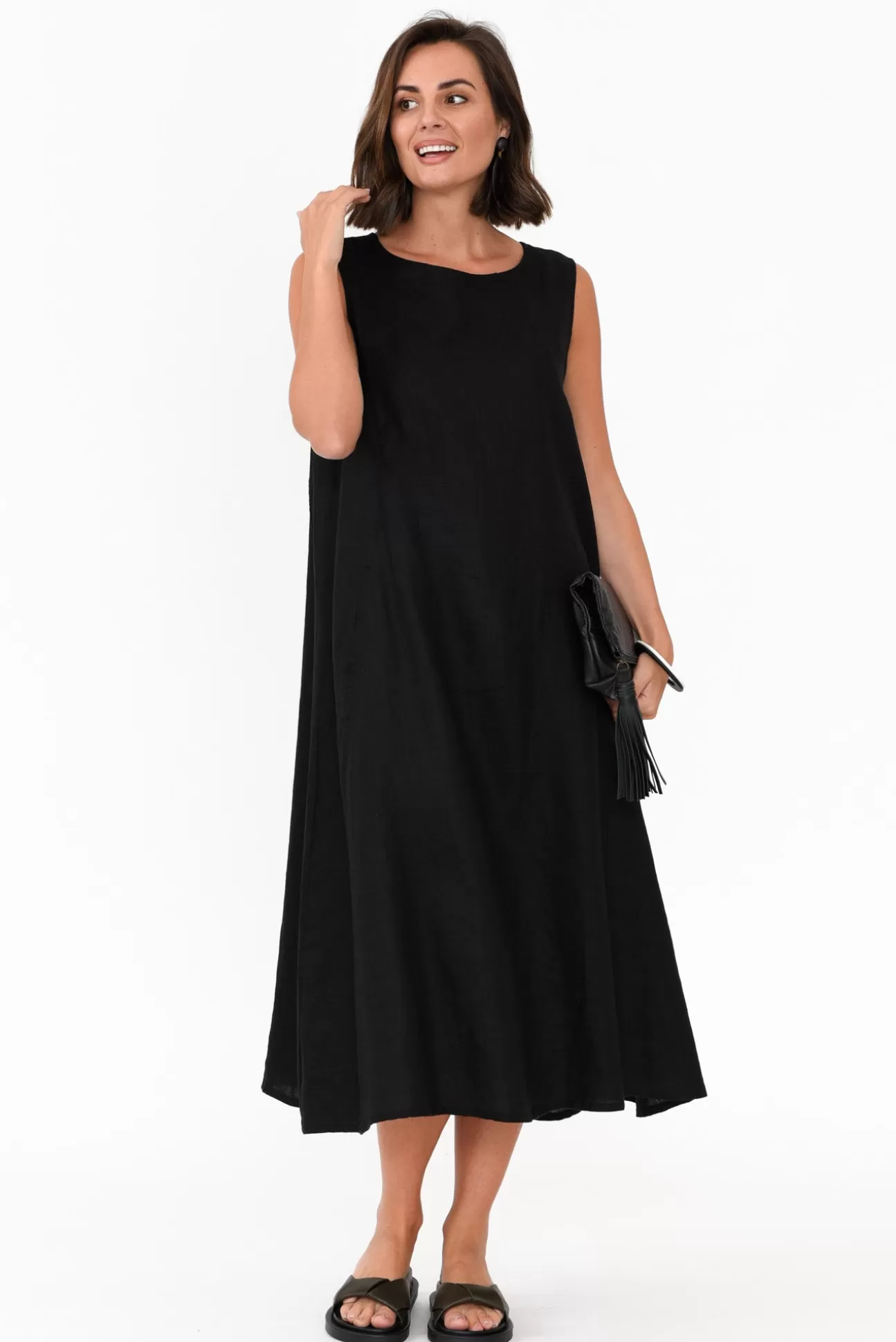 Tirelli Brielle Black Linen Dress Best Sale